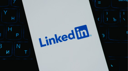 LinkedIn logo on mobile phone